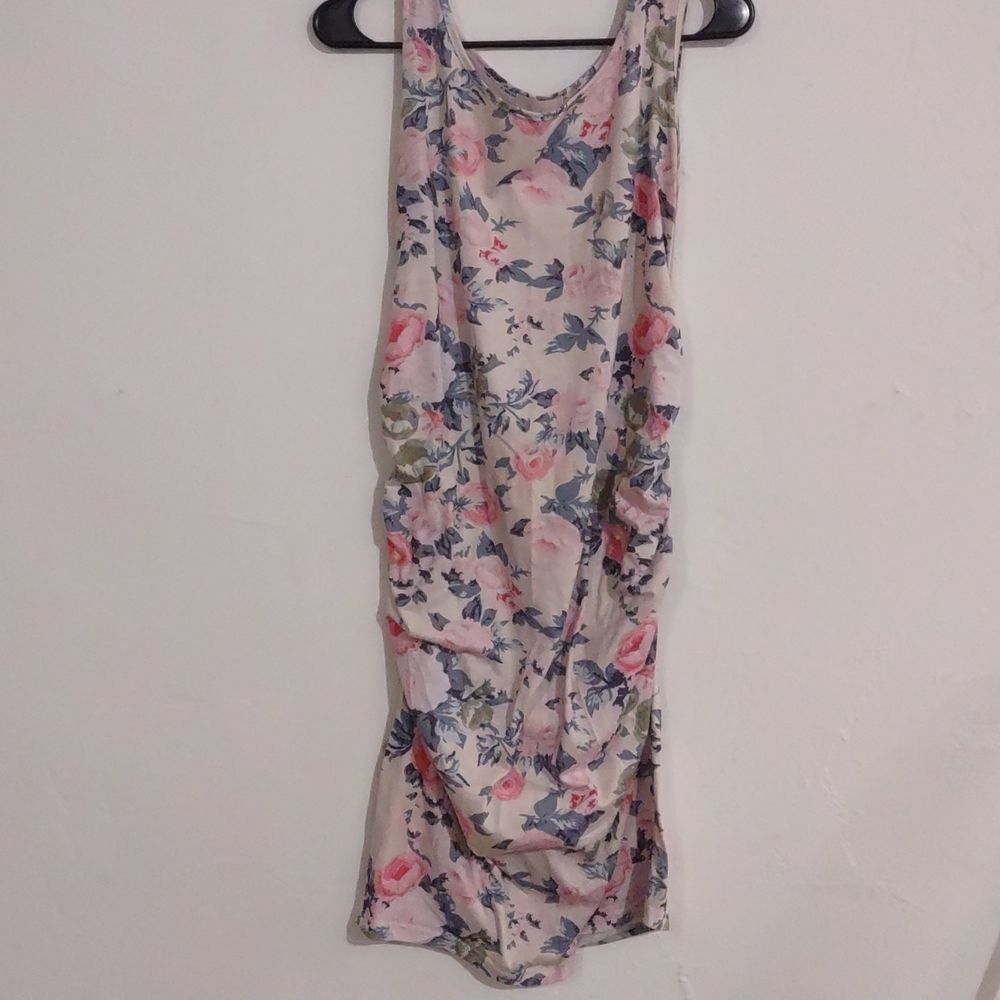 B Bome Women's Blue Pink White Floral Maternity Dress Size Large